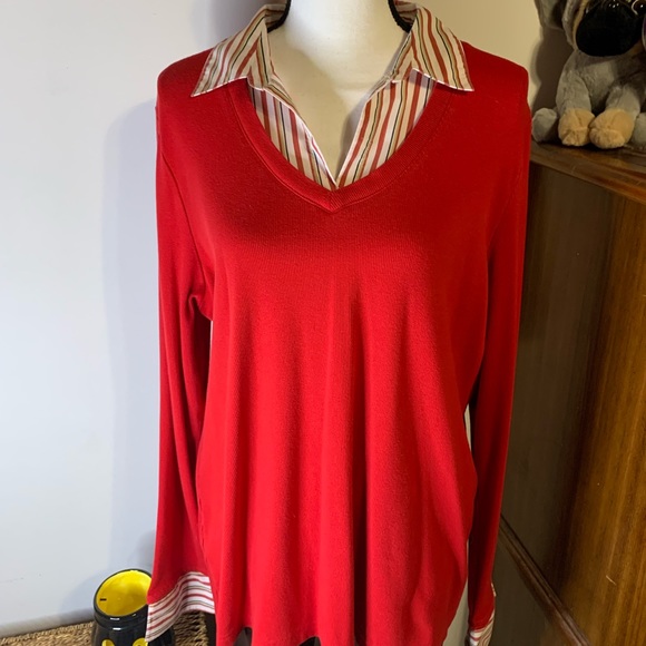 Fashion Bug Red Layered Look Sweater - Picture 4 of 8